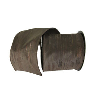 Limestone Faux Suede Chocolate d. stevens 4" x 10 yds Wire Edge Ribbon Fall